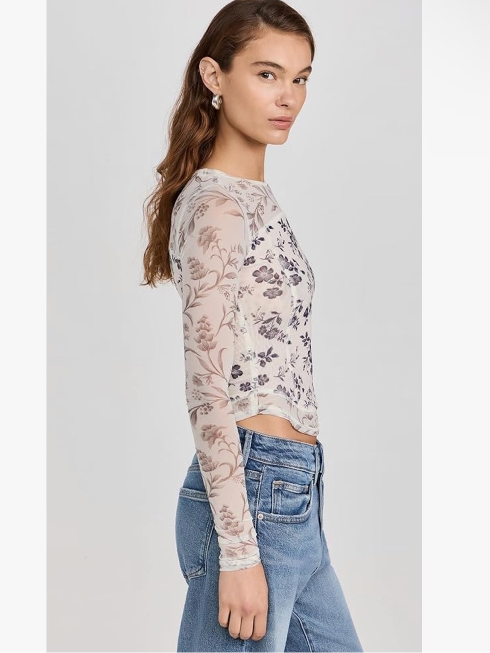 Free People Betty's Garden Long Sleeve Mesh Top Size XL - Picture 8 of 16